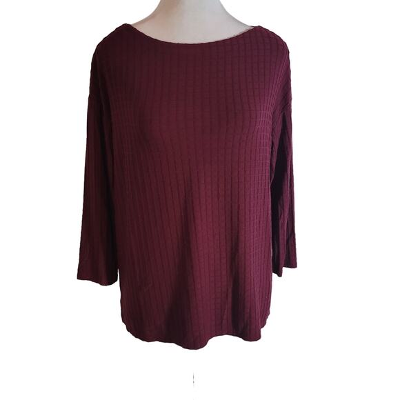 J. Jill	Size	XS Wearever Collection Square Design 3/4 Sleeve Maroon Tunic Top - Picture 1 of 9